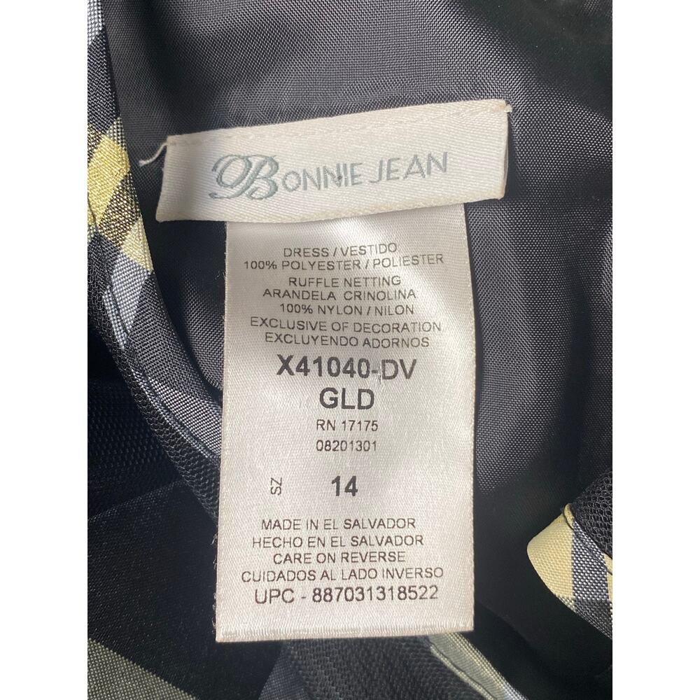 Bonnie Jean Girls Black and Gold Holiday Fit Flare Sequin Party Dress Size 14 - Picture 3 of 10